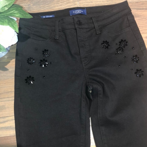 TALBOTS CRYSTAL EMBELLISHED SLIM ANKLE JEANS - NEVER FADE BLACK LIMITED EDITION - Picture 14 of 15